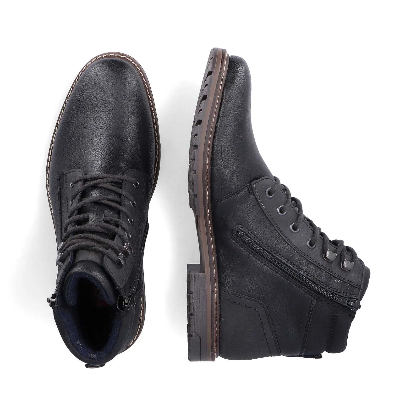 Rieker Men'S Corded Boots Graphite Black