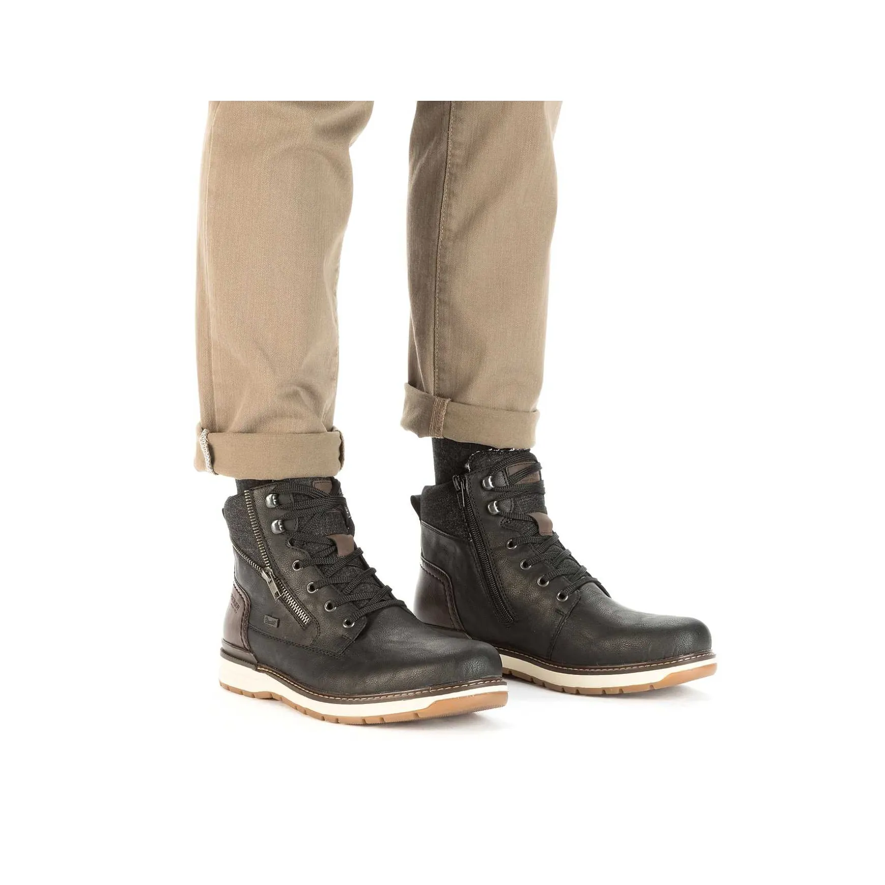 Rieker Men'S Corded Boots Night Black