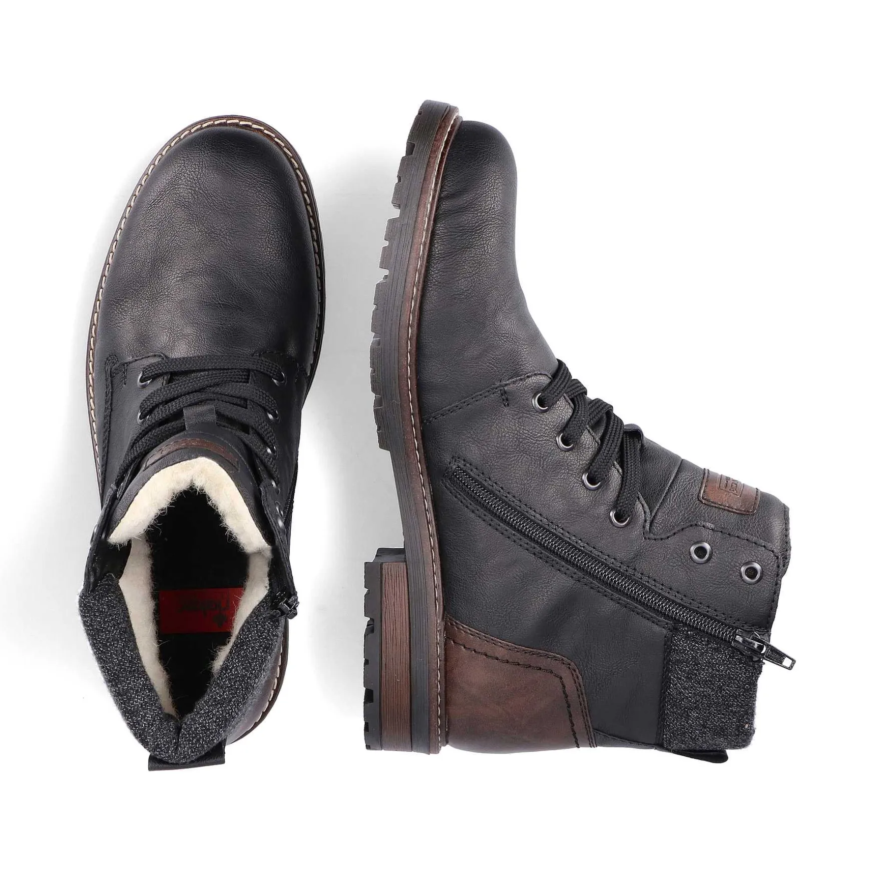 Rieker Men'S Corded Boots Deep Black