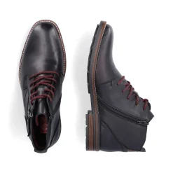 Rieker Men'S Corded Boots, Glossy Black