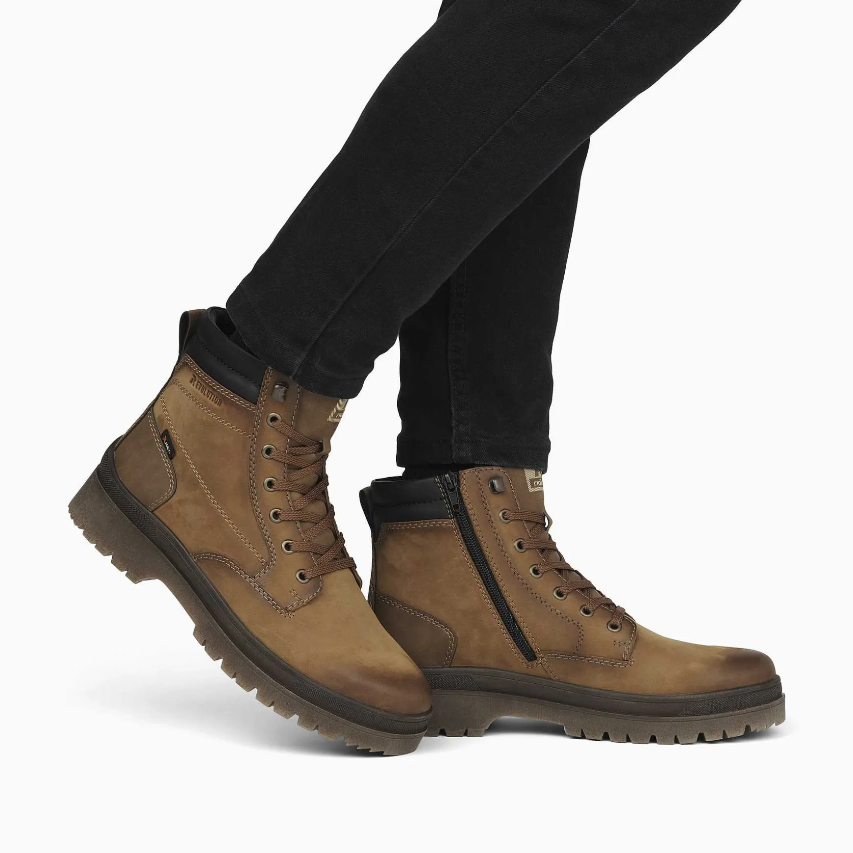 Rieker Men'S Corded Boots Wood Brown