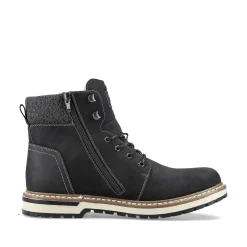 Rieker Men'S Corded Boots Deep Black