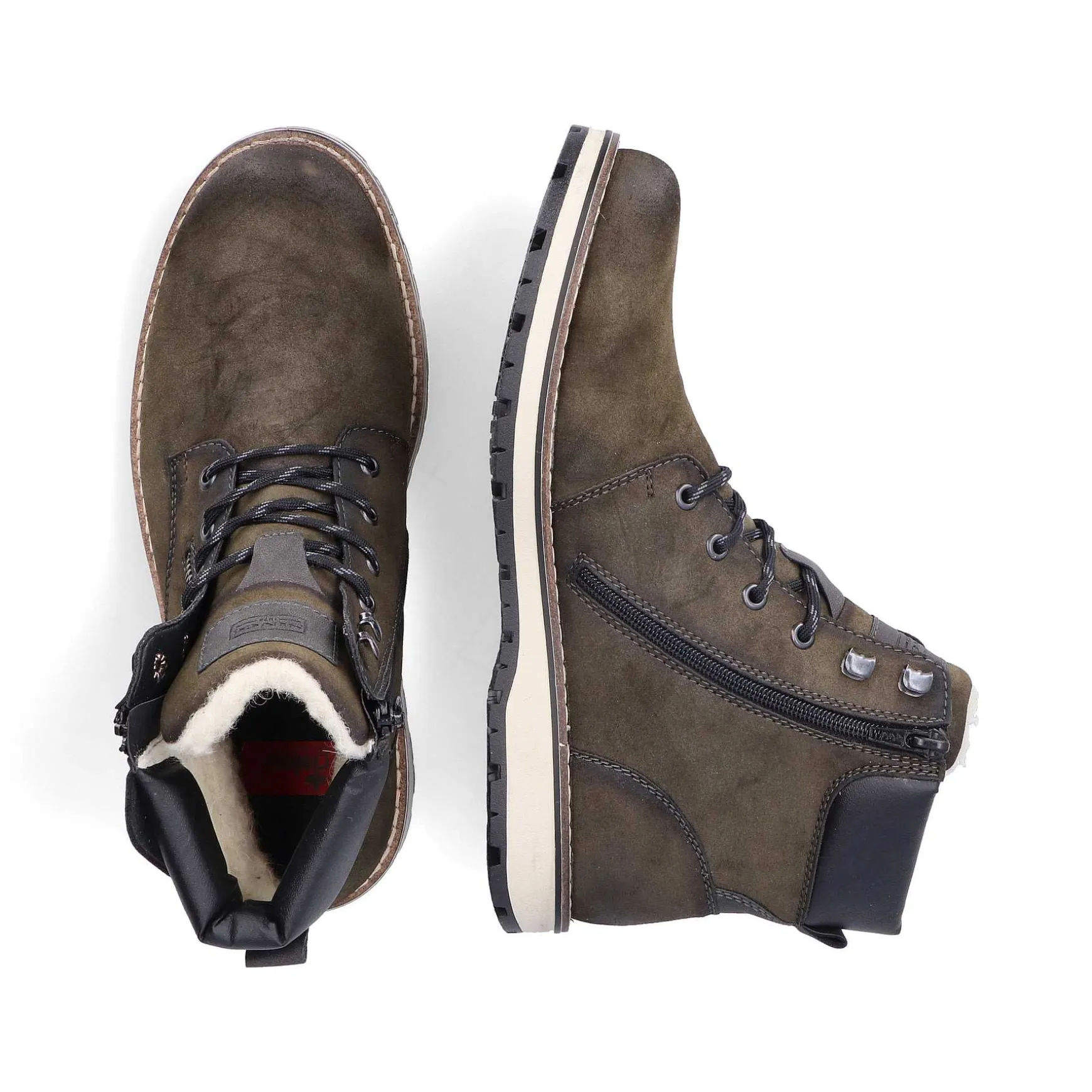 Rieker Men'S Corded Boots Olive Green