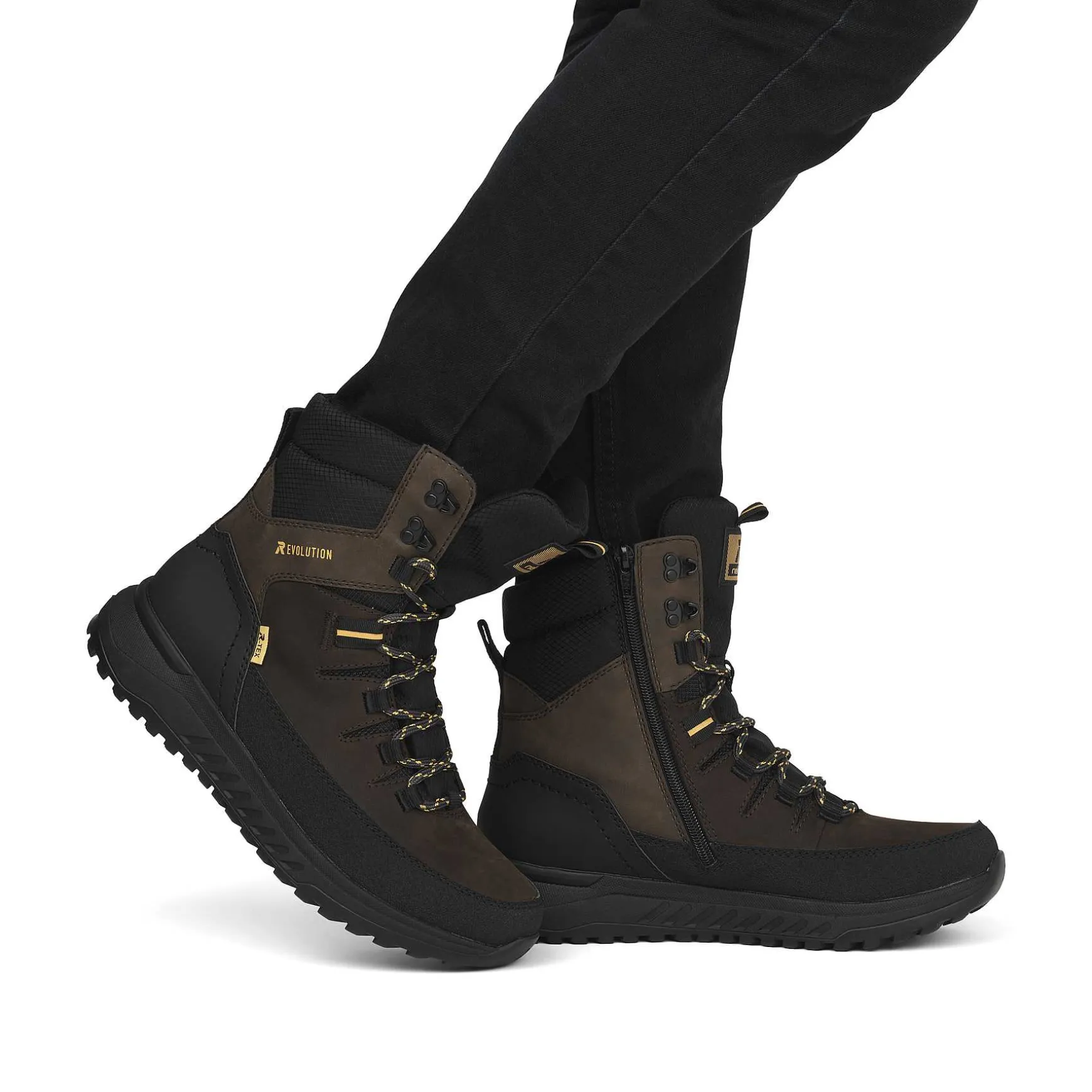 Rieker Men'S Corded Boots Nut-Brown Deep-Black