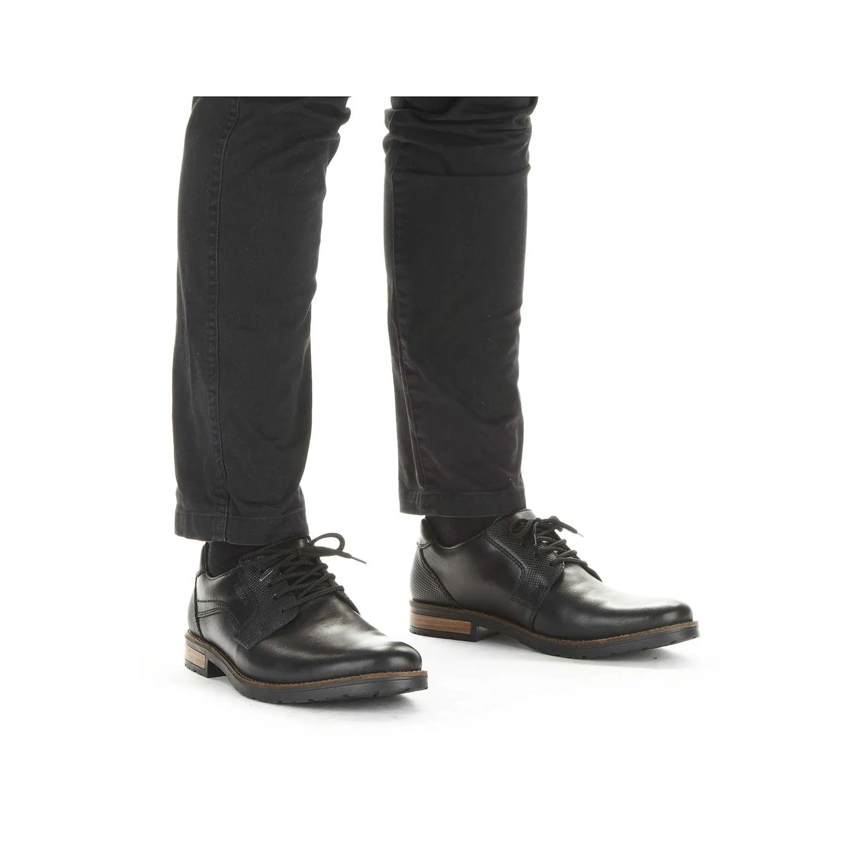 Rieker Men'S Lace-Up Shoes Glossy Black