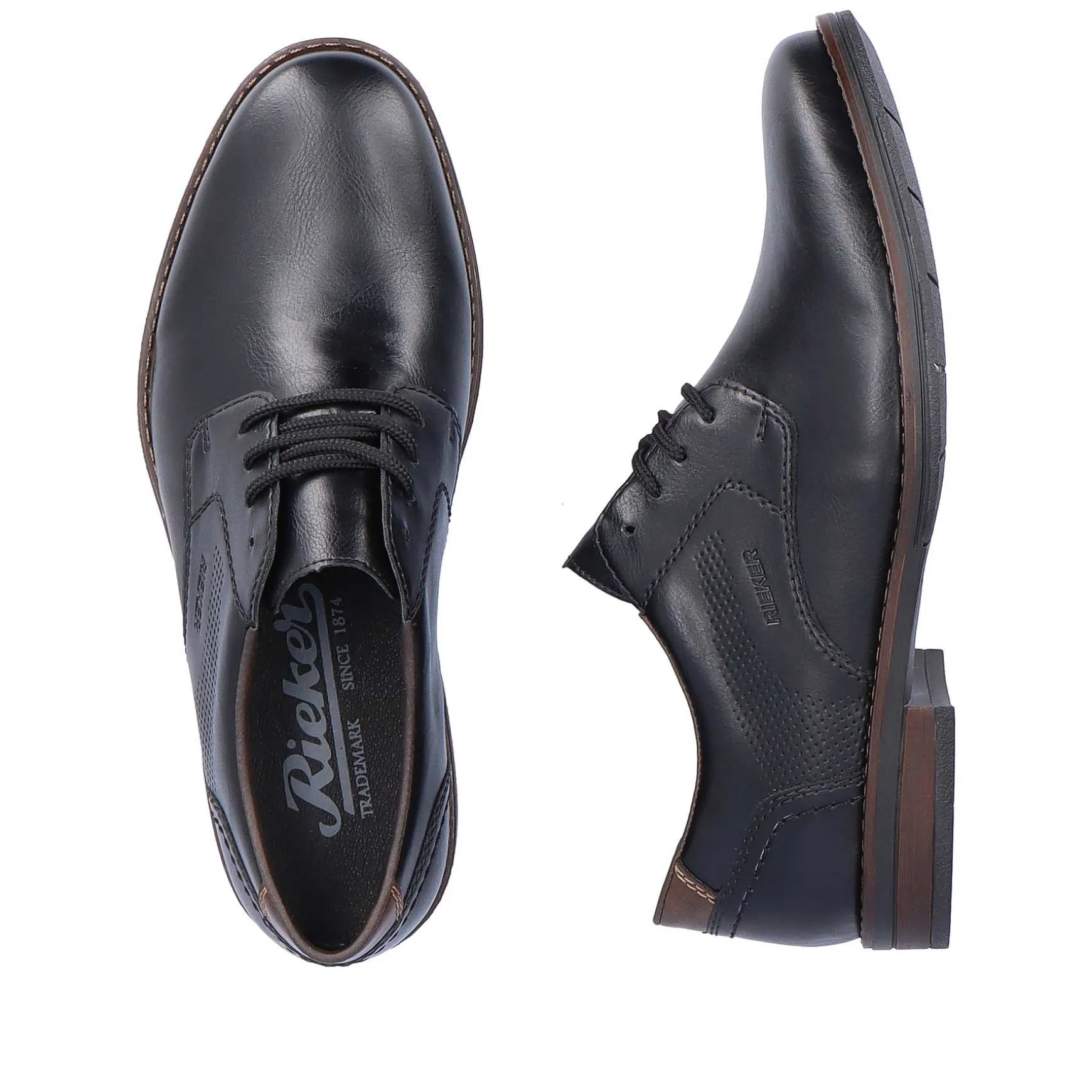 Rieker Men'S Lace-Up Shoes Midnight Black