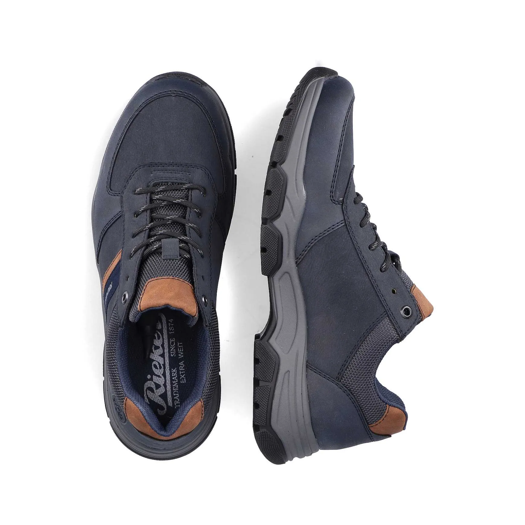 Rieker Men'S Lace-Up Shoes Blue-Brown