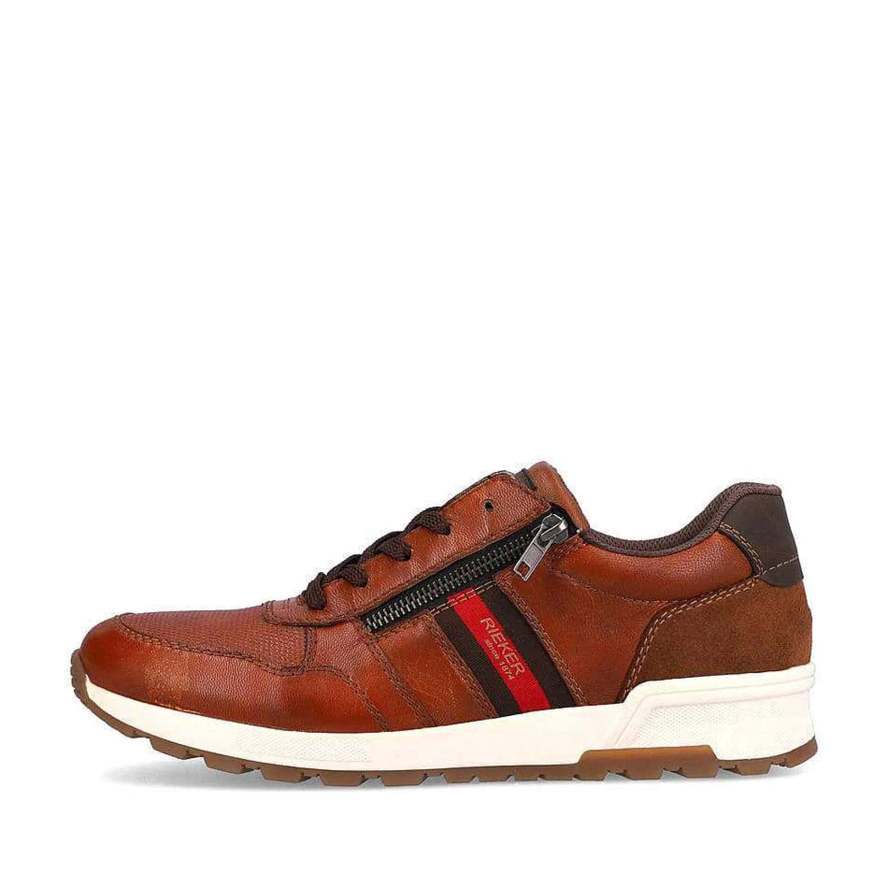 Rieker Men'S Lace-Up Shoes Caramel Brown-Fire Red