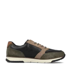 Rieker Men'S Low Sneaker Black-Beige-Green