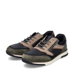 Rieker Men'S Low Sneaker Black-Beige-Green