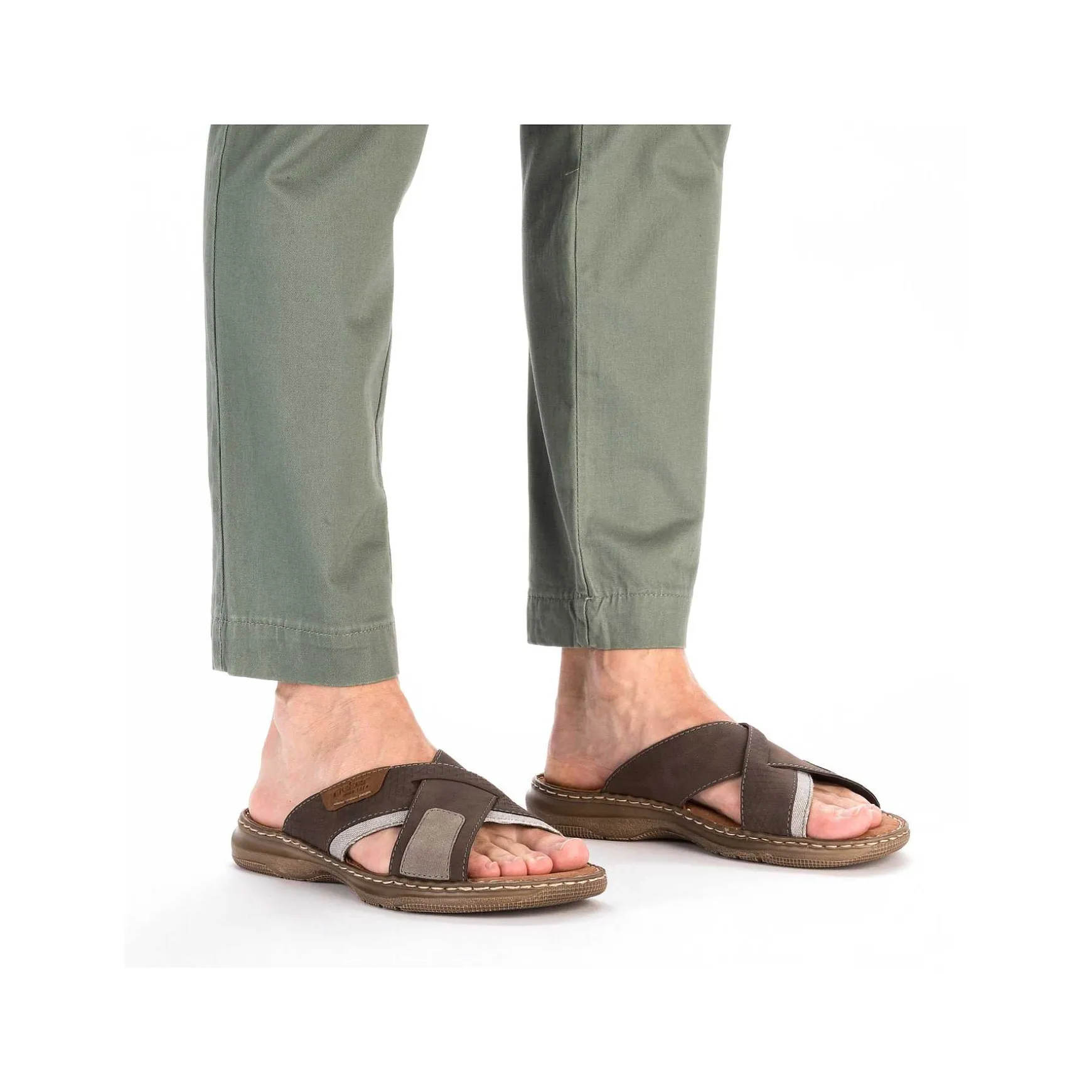 Rieker Men'S Mules Brown Gray