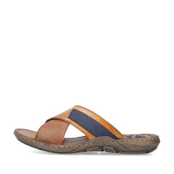 Rieker Men'S Mules Chestnut Brown-Royal Blue