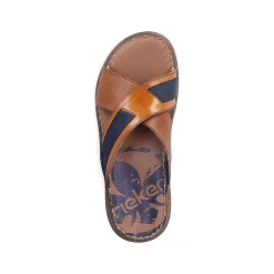 Rieker Men'S Mules Chestnut Brown-Royal Blue