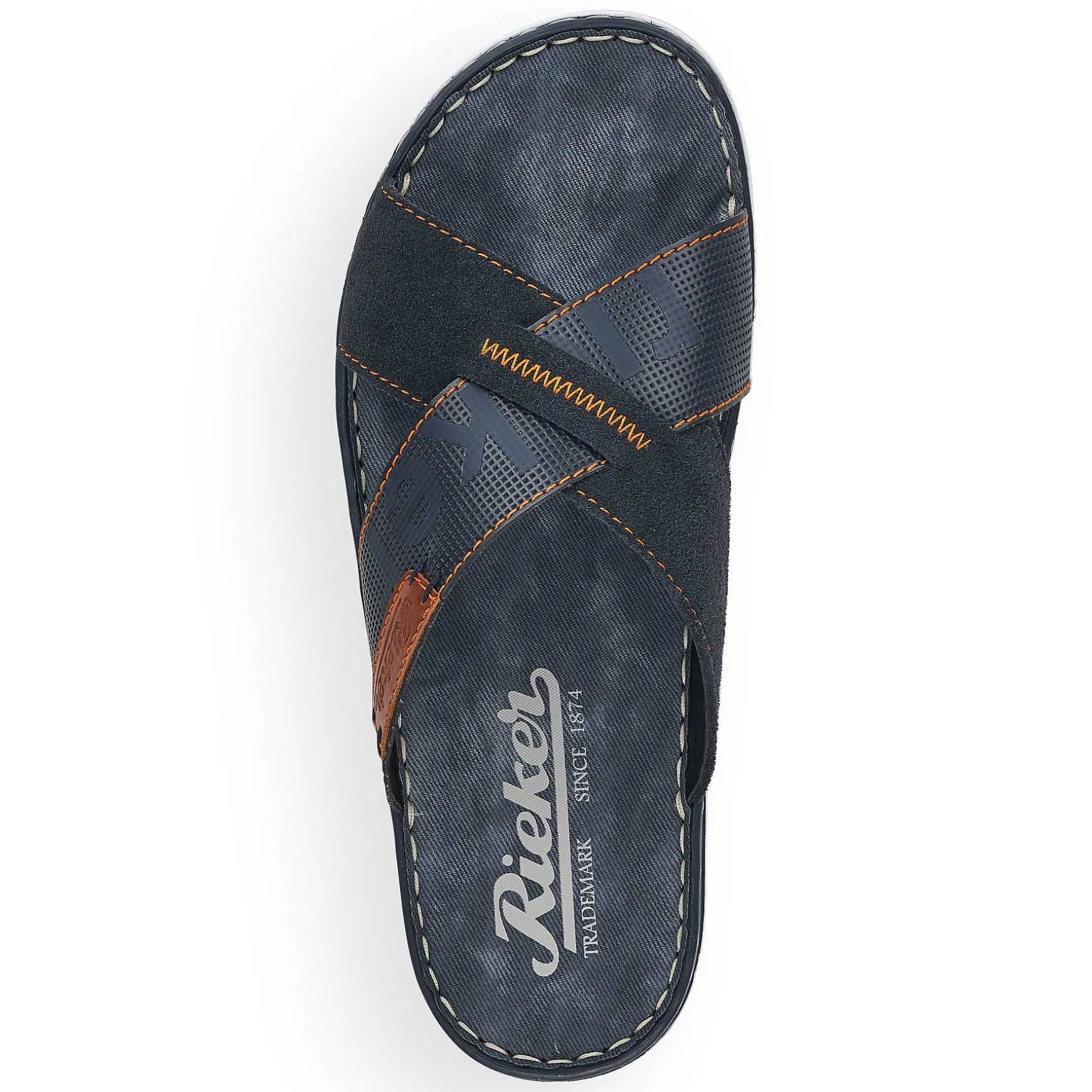 Rieker Men'S Mules Ocean Blue-Nut Brown