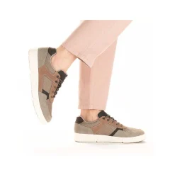 Rieker Men'S Sneaker Low Platinum Gray-Nut Brown