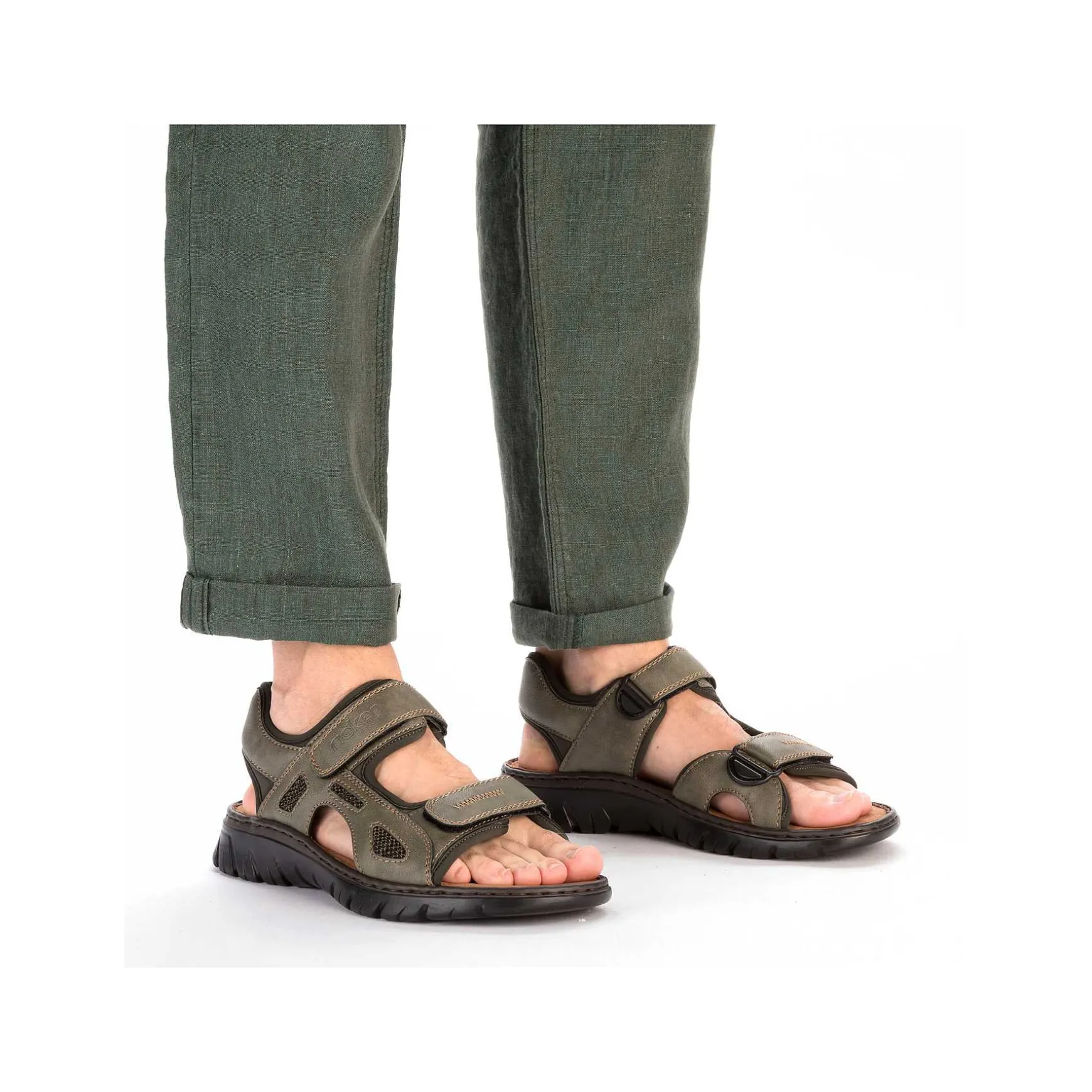 Rieker Men'S Trekking Sandals Green Gray