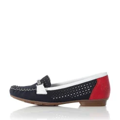 Rieker Women'S Ballerinas Ocean Blue-Fire Red