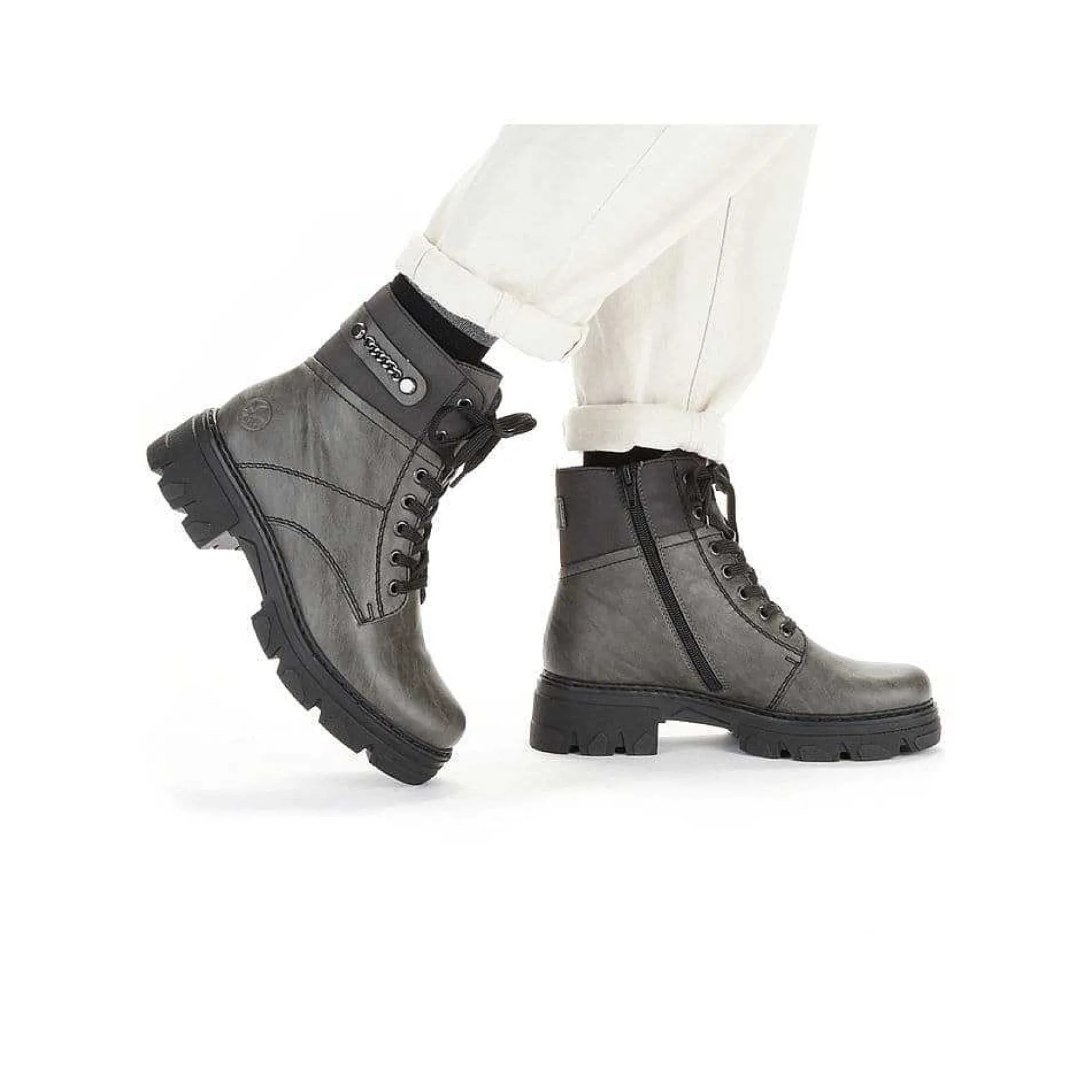 Rieker Women'S Biker Boots Moon Gray