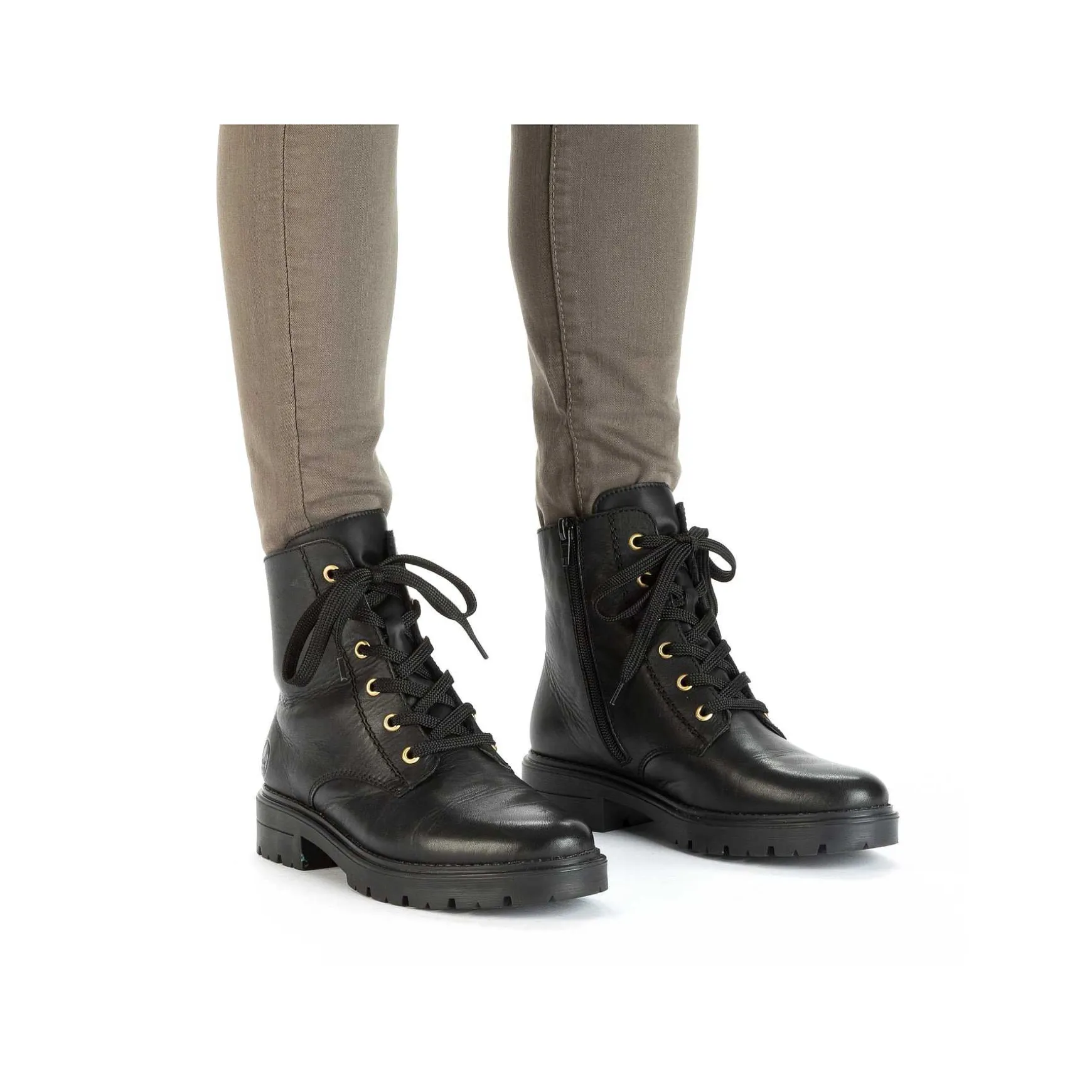 Rieker Women'S Biker Boots Glossy Black