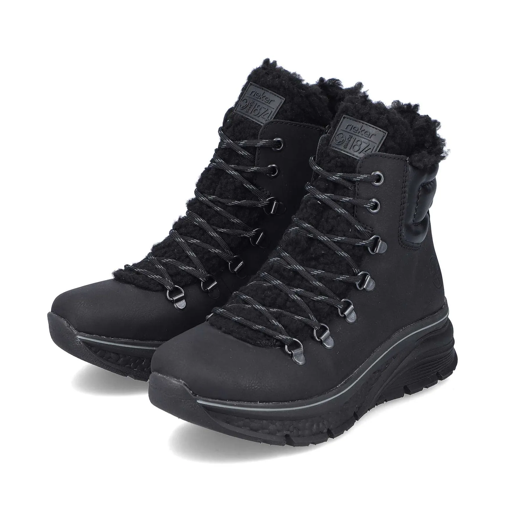 Rieker Women'S Corded Boots Asphalt Black