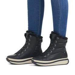 Rieker Women'S Corded Boots Deep Black