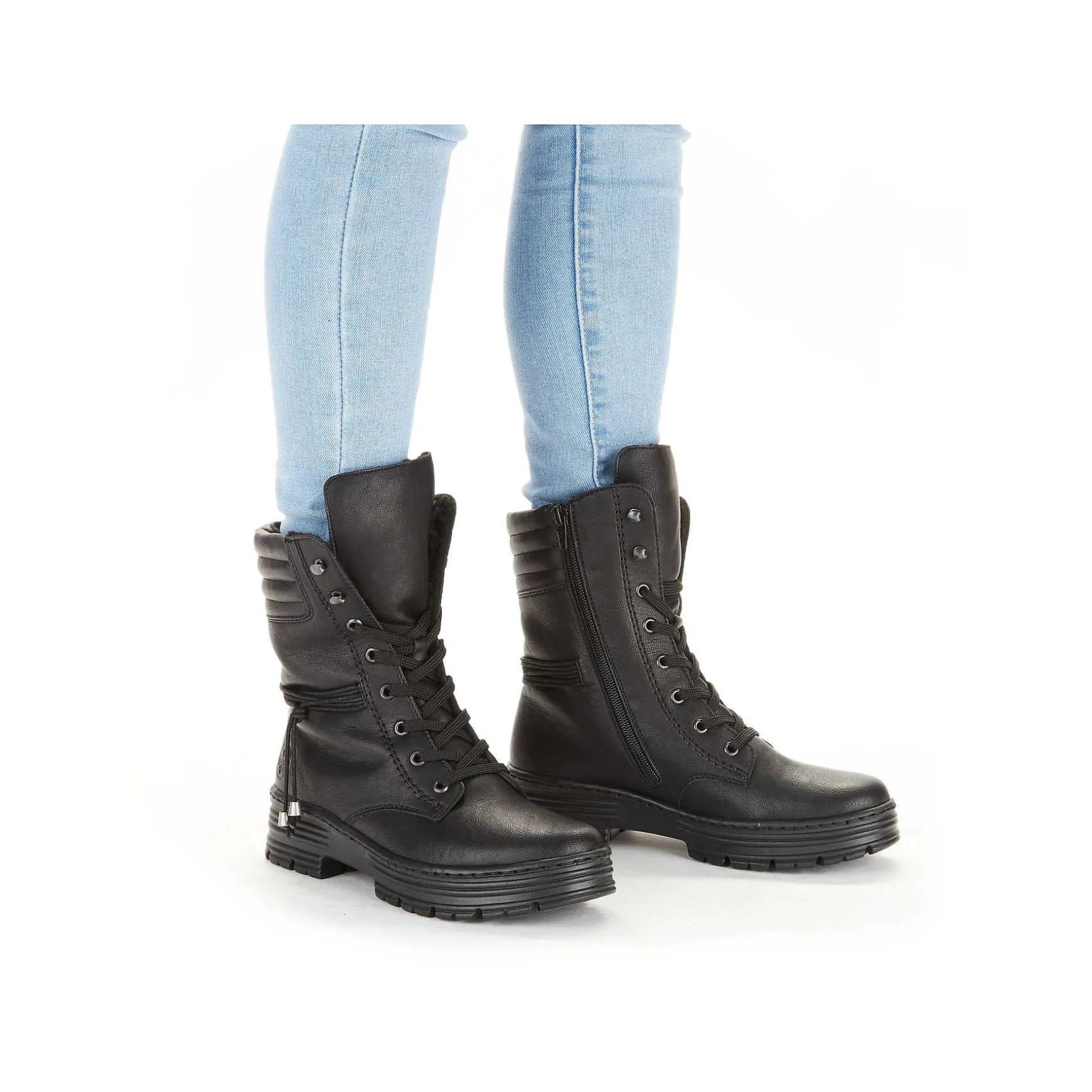 Rieker Women'S Corded Boots Deep Black