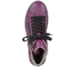 Rieker Women'S Corded Boots Aubergine-Black