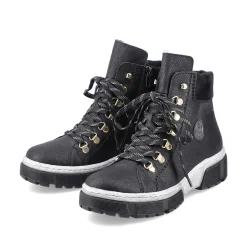 Rieker Women'S Corded Boots Deep Black
