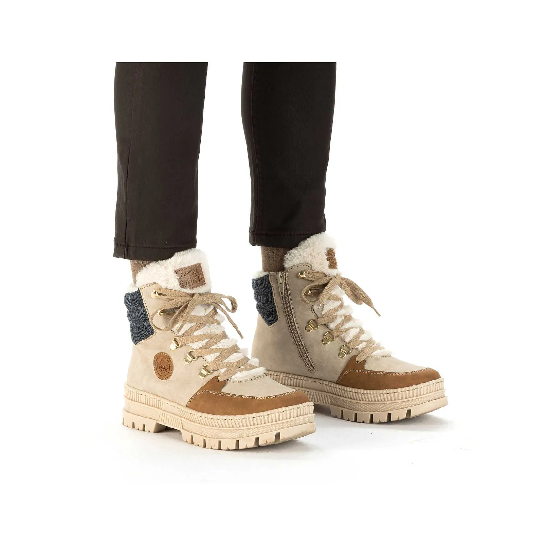 Rieker Women'S Corded Boots Beige Noisette