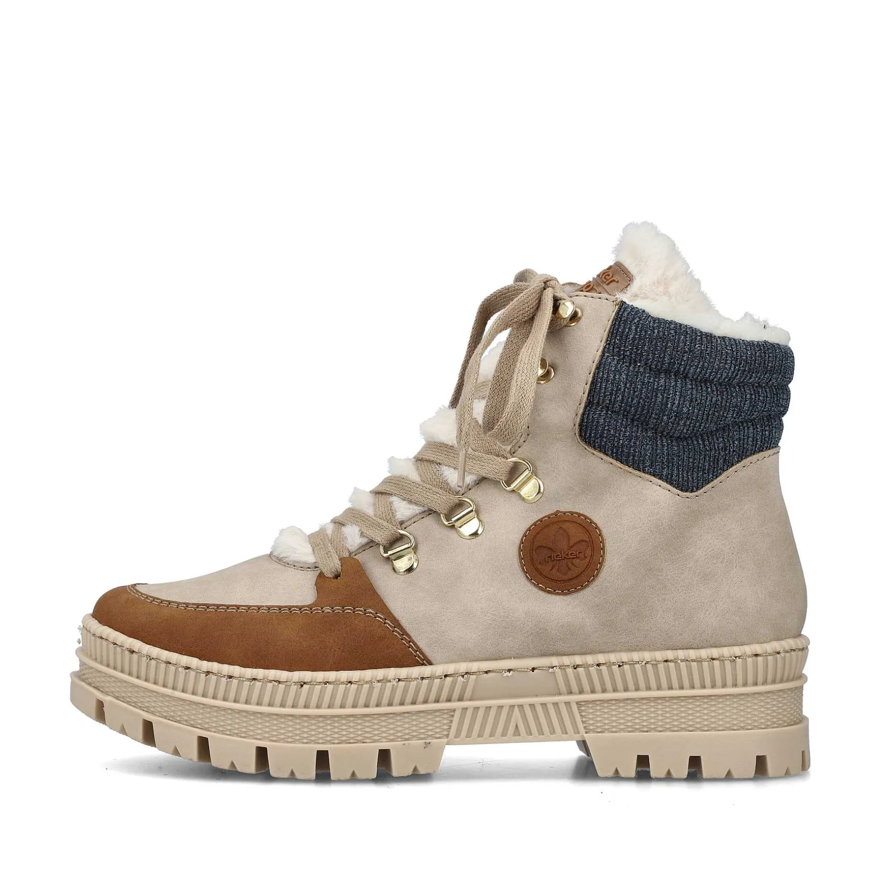 Rieker Women'S Corded Boots Beige Noisette