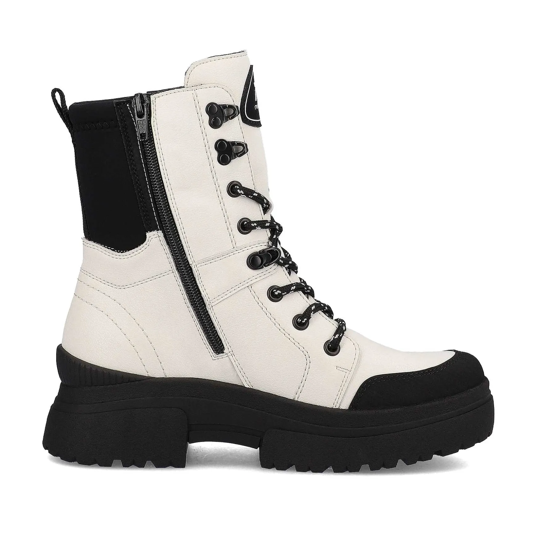 Rieker Women'S Corded Boots Snow-White Deep-Black