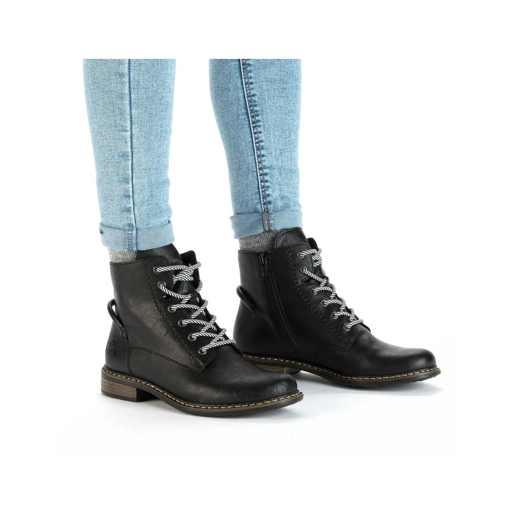 Rieker Women'S Corded Boots Asphalt Black