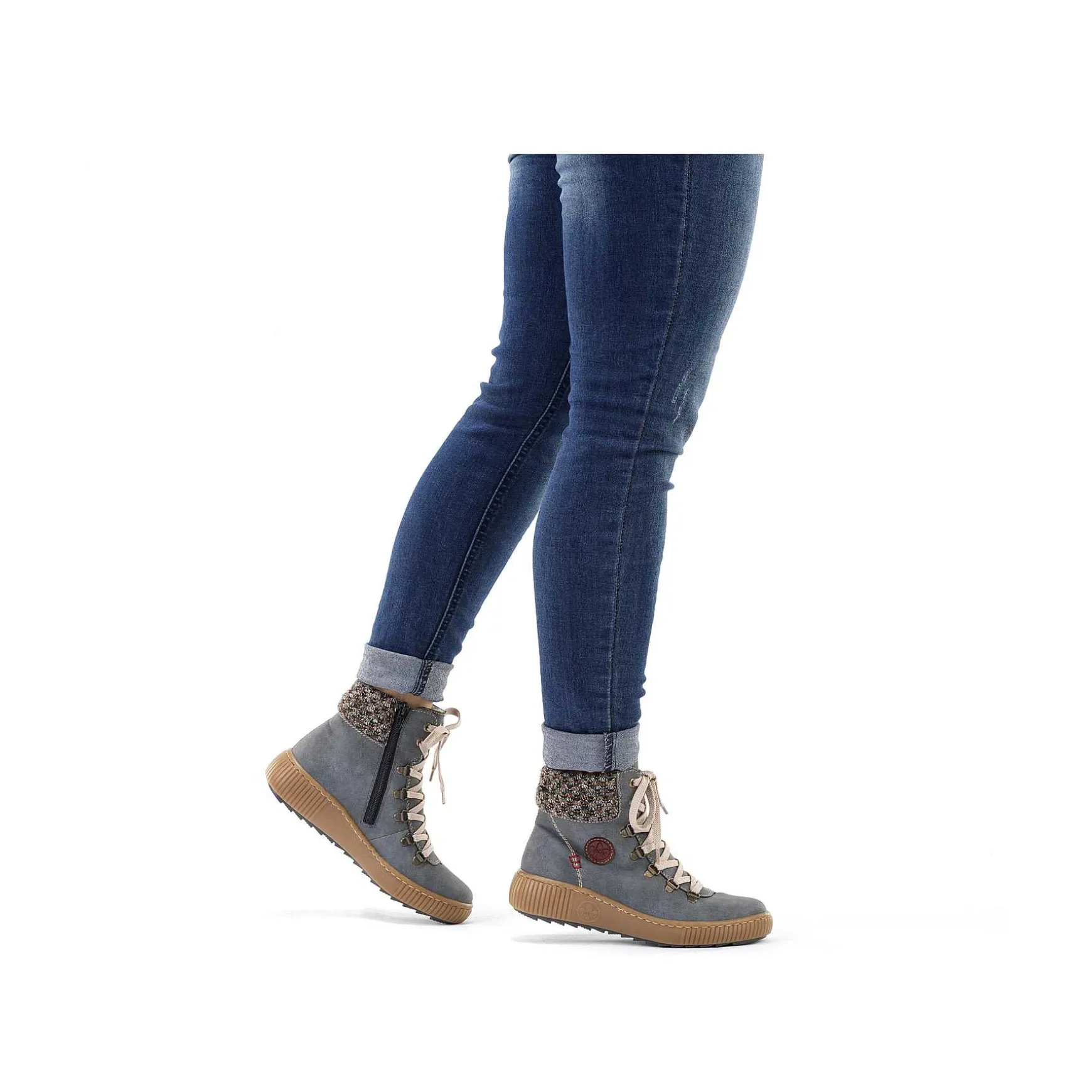 Rieker Women'S Corded Boots Blue Gray