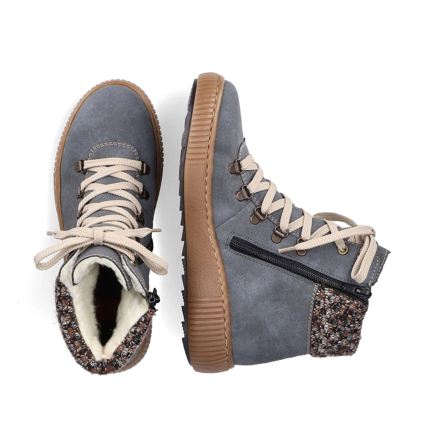 Rieker Women'S Corded Boots Blue Gray