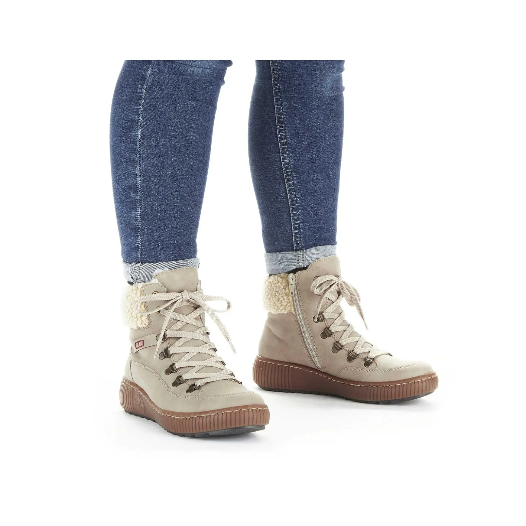 Rieker Women'S Corded Boots Cream Beige