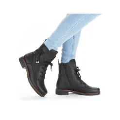 Rieker Women'S Corded Boots Deep Black