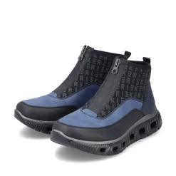 Rieker Women'S High Sneaker Asphalt Black-Ocean Blue