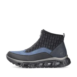 Rieker Women'S High Sneaker Asphalt Black-Ocean Blue