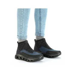 Rieker Women'S High Sneaker Asphalt Black-Ocean Blue