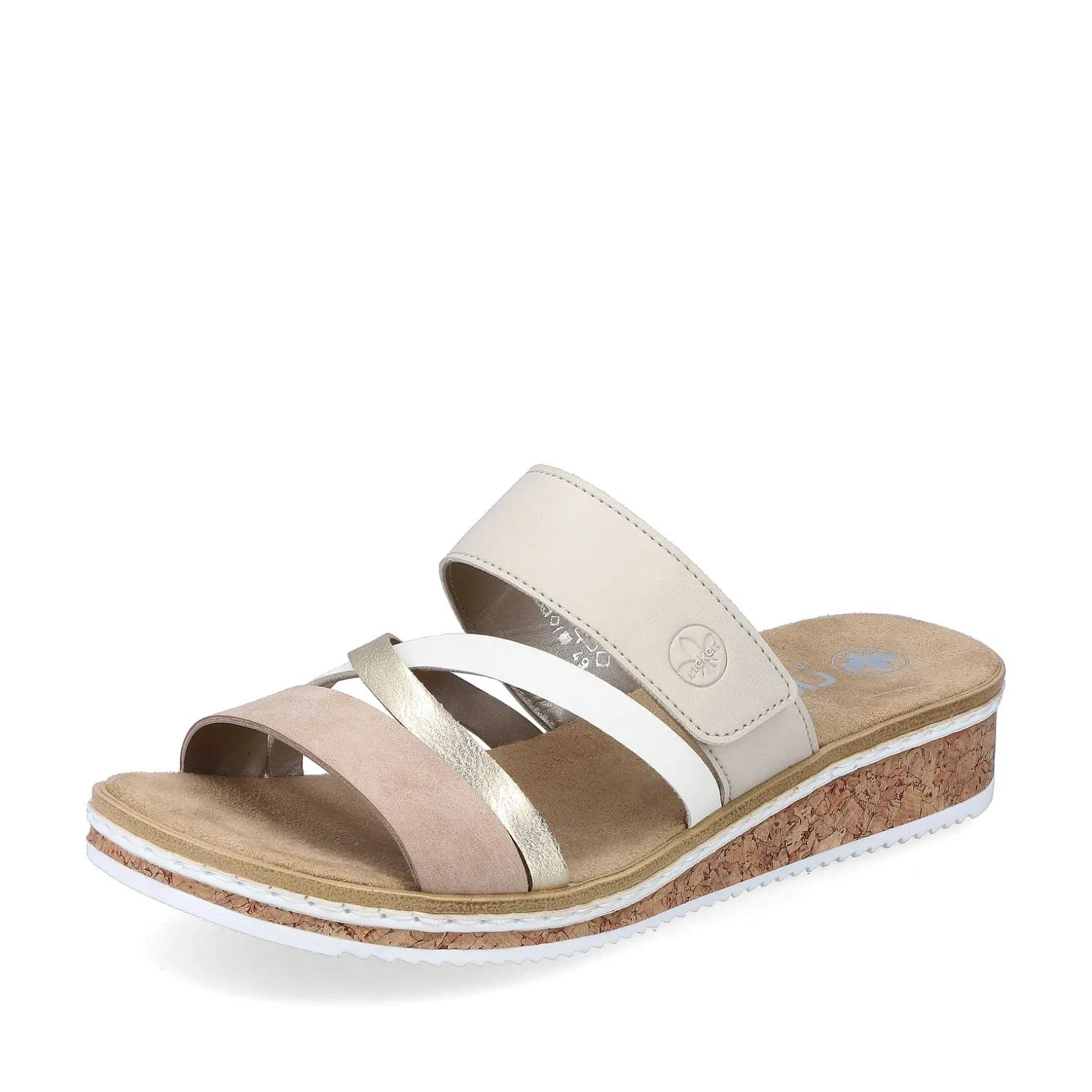 Rieker Women'S Mules Beige-Metallic-Rose
