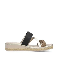 Rieker Women'S Mules Brown Beige-Cream White-Black