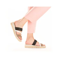 Rieker Women'S Mules Brown Beige-Cream White-Black