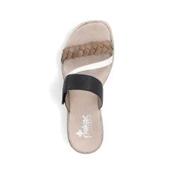 Rieker Women'S Mules Brown Beige-Cream White-Black