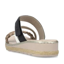 Rieker Women'S Mules Brown Beige-Cream White-Black