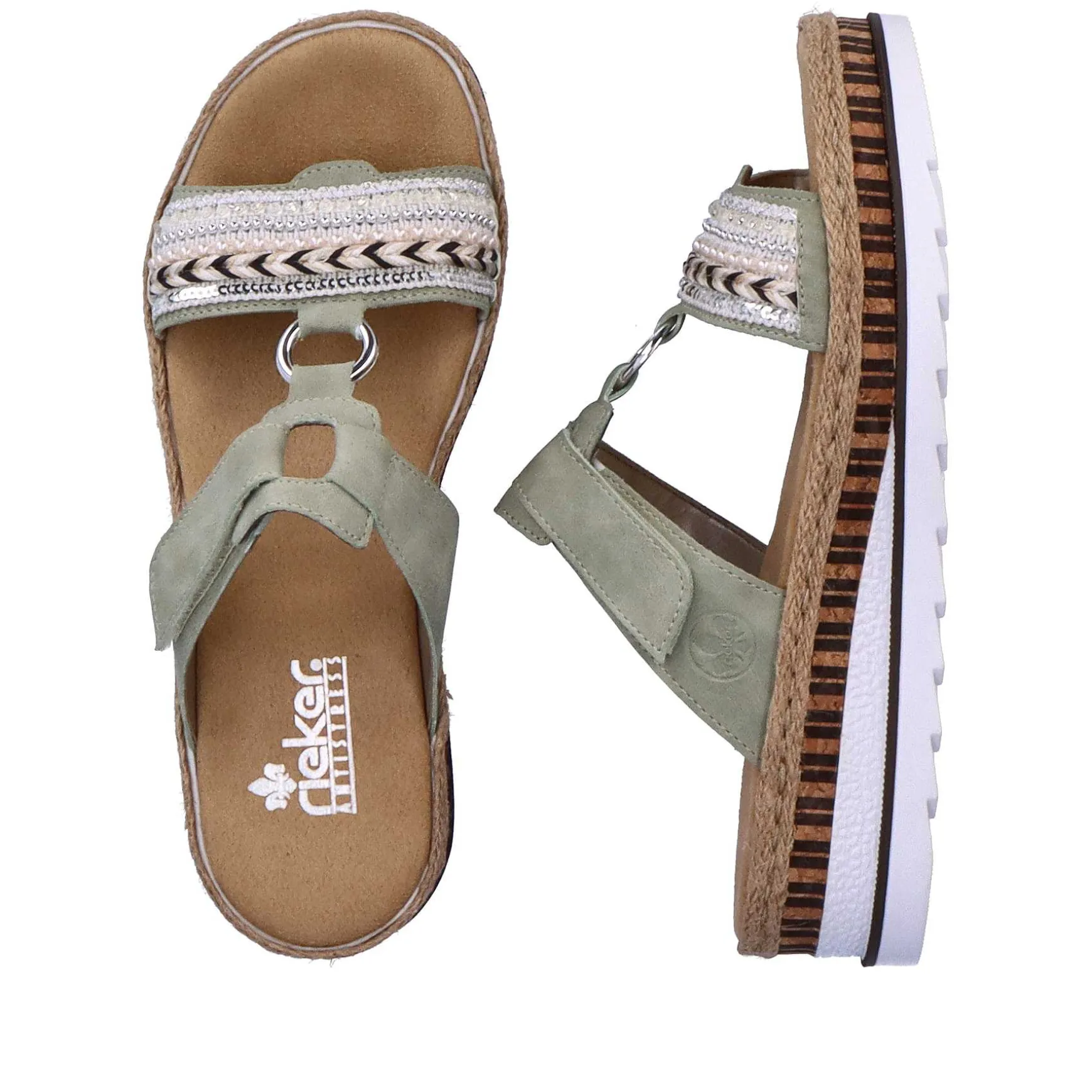 Rieker Women'S Mules Green Gray