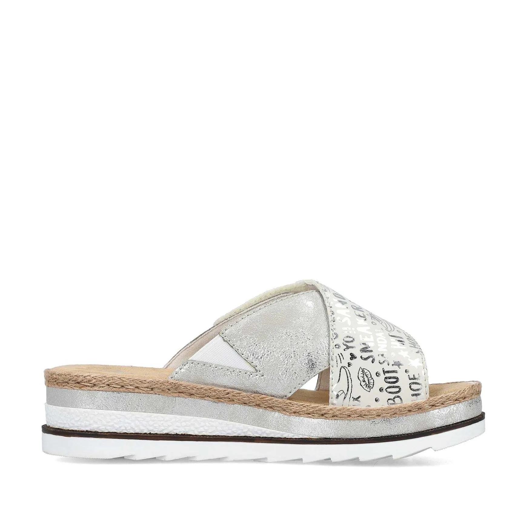 Rieker Women'S Mules Silver Metallic