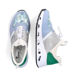 Rieker Women'S Slippers Baby Blue-Cream White