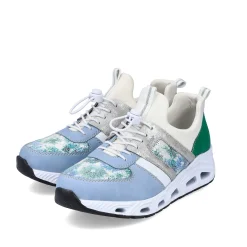 Rieker Women'S Slippers Baby Blue-Cream White