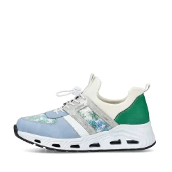 Rieker Women'S Slippers Baby Blue-Cream White