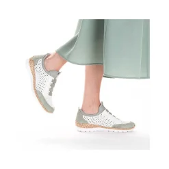 Rieker Women'S Slippers In Starry White-Mint Green